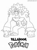 Pokemon Sword Shield Color Print Coloring Pages Printable Rillaboom Galar Region Number Open sketch template