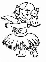 Coloring Hula Pages Girl Little Hawaiian Chubby Girls Aloha Beach Dancer Dancing Luau Drawing Ukulele Children Party Kid Colouring Color sketch template