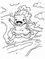 Ponyo Coloring Color Pages Print Clipart Printable Popular Library Line sketch template