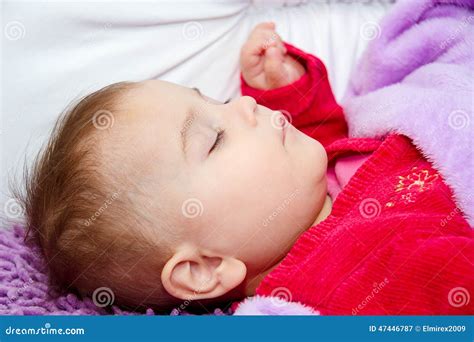 cute baby girl sleeping stock photo image