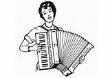 Accordion Coloring Pages Instrument Large sketch template
