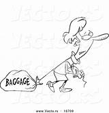 Baggage Pulling Outlined Toonaday sketch template