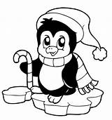 Coloring Penguin Christmas Pages Cute Kids Popular Baby Animal sketch template