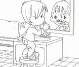 Los Lavandose Cepillandose Coloring Teeth Nino Child Brushing Pages Washing sketch template