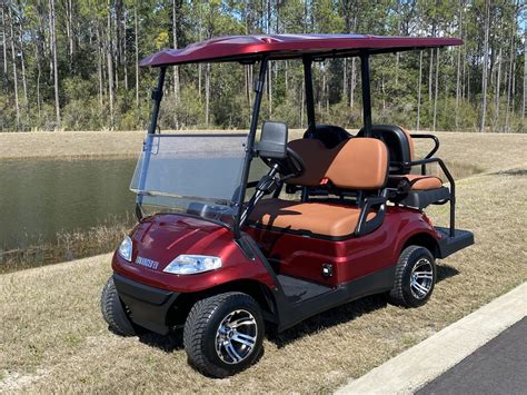 advanced ev  passenger golf cart burgundy  brown seats street legal golf carts