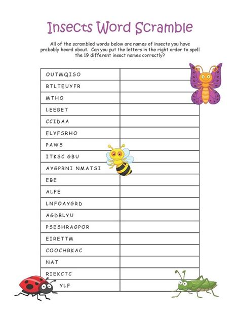 free word scrambles for kids activity shelter