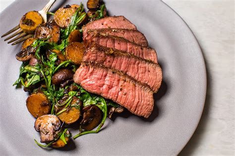 reverse seared steak sirloin steak  mushrooms  potatoes