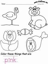 Pink Color Preschool Worksheet Worksheets Colors Activities Kindergarten Coloring Pages Kids Purple Kidzone Ws Drawing Recognition Toddler Learning Toddlers Ingles sketch template