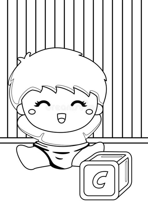 coloring pages baby boy   toys theme stock illustration