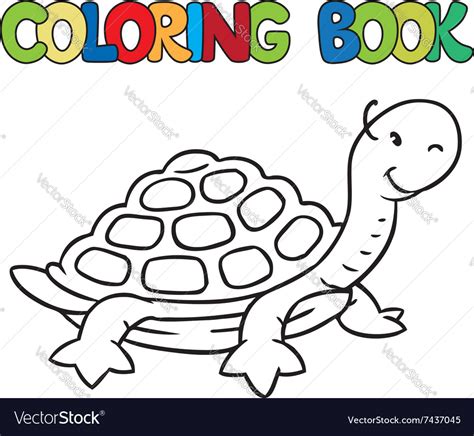 coloring book   funny turtle royalty  vector