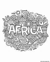 Coloring Africa Adult Pages Symbols Abstract Printable Color sketch template