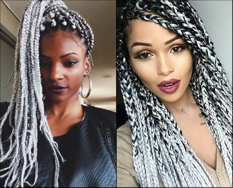 Black Women Colourful Box Braids Hairstyles 2017