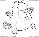 Jumping Beaver Cartoon Clipart Outlined Coloring Vector Thoman Cory Royalty sketch template