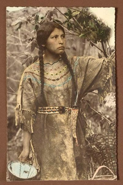 Color Photo Of A Chippewa Indian Woman Collecting Maple Native