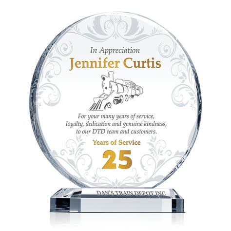employee years  service award wording wording sample  crystal central