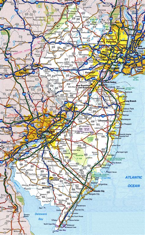 large detailed roads  highways map   jersey state  national