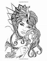 Coloring Pages Woman Adult Beautiful Adults Girl Coloriage Color Women Amazon Fairy Rated Pour Portraits Adultes Books Printable Pretty Livres sketch template