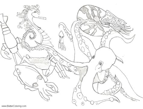 sea coloring pages sea life  cannonproductions