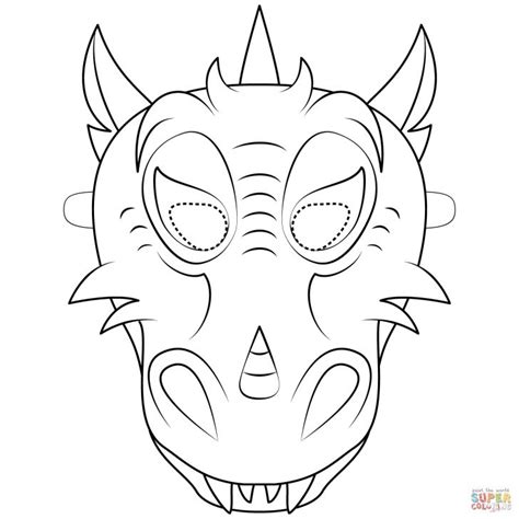 dragon mask coloring page  printable coloring pages dragon mask