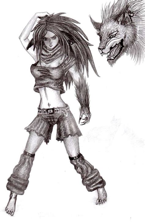 werewolf girl werewolf girl werewolf humanoid sketch