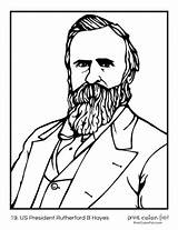 Coloring Presidents Hayes Rutherford Leaders sketch template