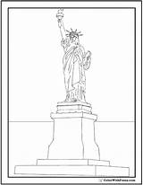 Coloring July Pages Fourth Statue Liberty Base Patriotic 4th Independence Kids Hall sketch template
