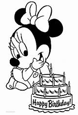 Minnie Mouse Coloring Pages Birthday Baby sketch template