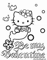 Coloring Pages Kitty Hello Mermaid Valentines Flower Printable Bubbles Valentine Color Print Girls Comments sketch template