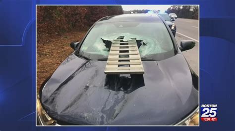 Ladder Flies Through Car Windshield On I 95 Nearly Hits Driver