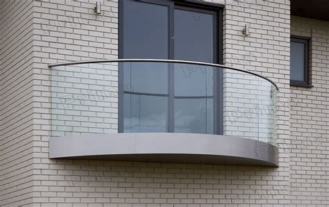 Modern Curved Glass Balustrade With Stainless Steel Handrail Curved