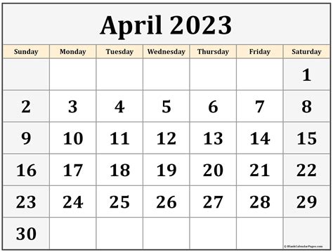 printable april calendar  calenrae