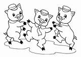 Pigs Little Three Coloring Pages Color sketch template