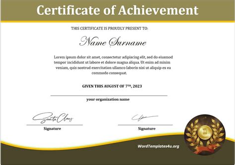 achievement certificate templates ms word templates