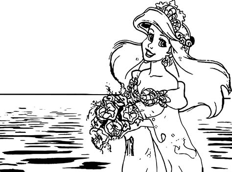 ariel mermaid sea girl wedding coloring page wecoloringpagecom