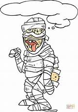 Coloring Mummy Scary Zombie Hanging Pages Tongue His Printable Drawing Supercoloring sketch template