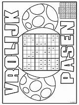 Pasen Sudoku Vrolijk Mewarn15 Paashaas Paaseieren sketch template