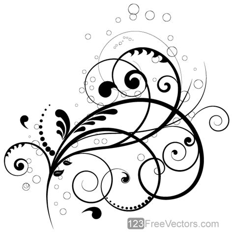 free swirly floral vector clip art by 123freevectors on