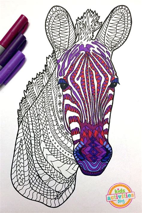 zebra zentangle coloring page favecraftscom