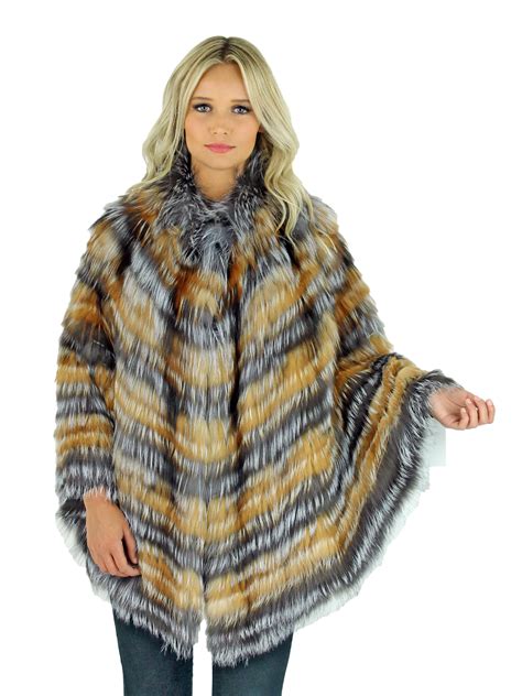 silver fox fur cape womens fur cape  size fits  day furs