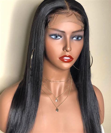 orgshine long straight black color synthetic wigs middle part wig  rosegal