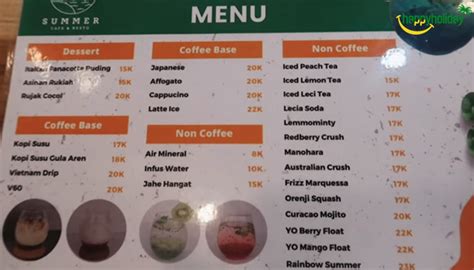 menu summer cafe resto tempat makan hits intagramable  subang