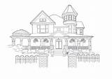 Pages Coloring House Victorian Adults Azcoloring Via sketch template