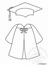 Graduation Cap Gown Coloring Coloringpage Template sketch template