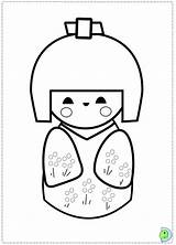 Kokeshi Dinokids Coloring Dolls Doll Close sketch template