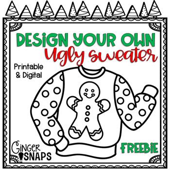 design   ugly sweater printable  digital  ginger snaps
