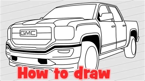 sketch car drawing gmc sierra  denali  pickup truck youtube