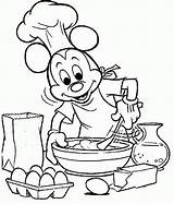 Mickey Coloring Cooking Pages Chef Mouse Disney Printable Cake Making Pancake Baking Kids Drawing Color Clipart Kitchen Print Popular Books sketch template