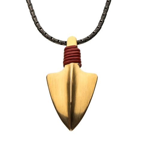 stainless steel gold antique arrow head pendant chain inox touch  modern