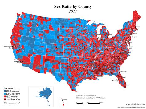 Sex Ratio By U S County 2000 2017 Vivid Maps