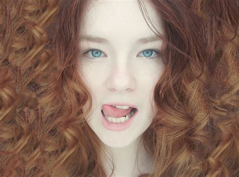 Wallpaper Face Women Redhead Model Long Hair Blue